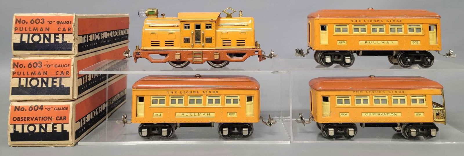 Lionel prewar O gauge orange and terra cotta electric passenger set with 252E (1 of 11)