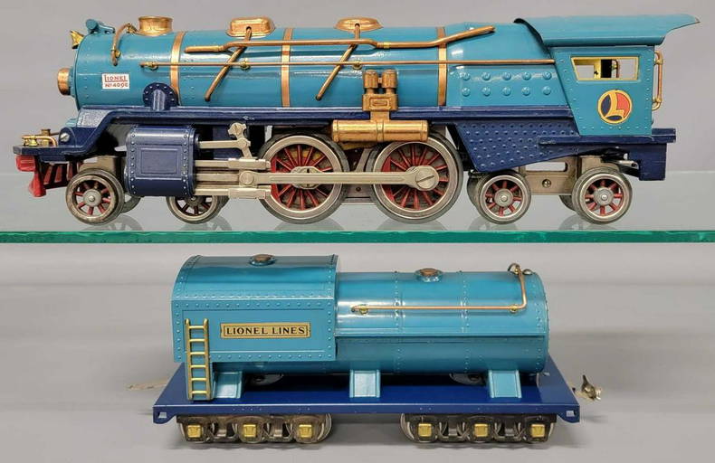Lionel prewar standard gauge 400E Blue Comet steam and 400T