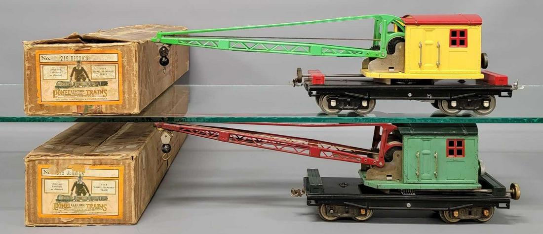 Two Lionel prewar standard gauge 219 derrick cranes in original boxes (1 of 11)