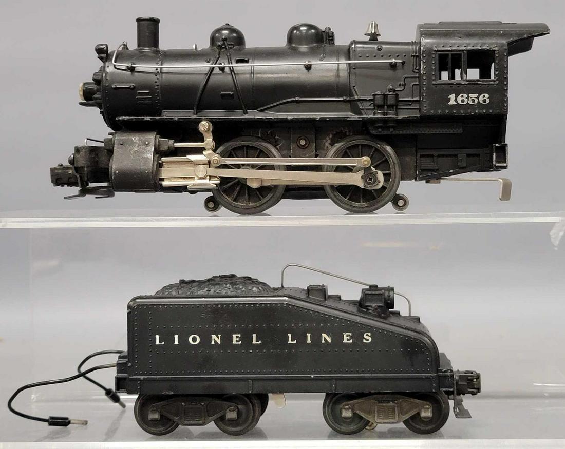 Lionel postwar O 1656 steam switcher with 6403B wide lettering slope back tender (1 of 6)