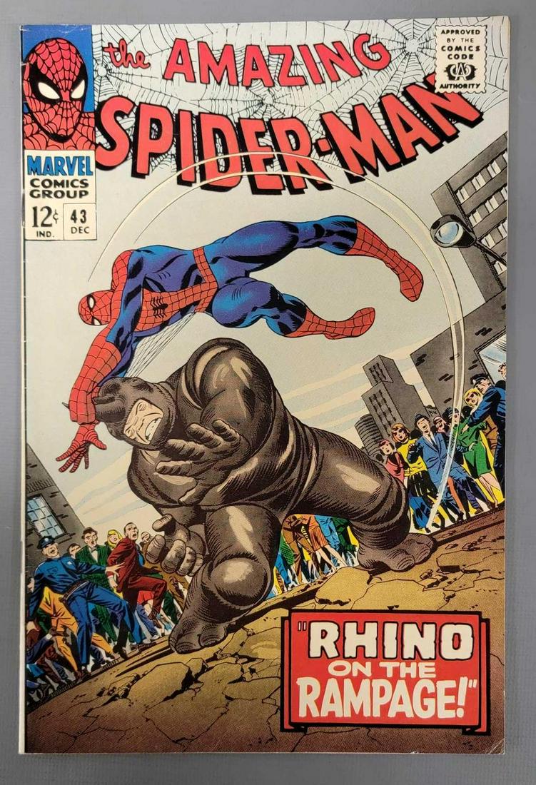 Amazing Spider-man 43 2nd appearance of Mary Jane Watson 3rd appearance and origin of Rhino: Amazing Spider-man 43, 2nd appearance of Mary Jane Watson; Peter and Mary Jane's first date; 3rd appearance and origin of Rhino, as seen in the photos.