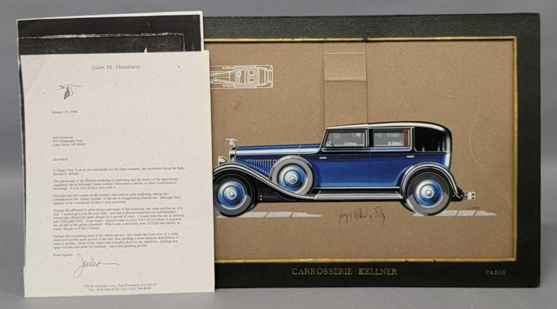 Rare original 1928-32 Georges Kellner & Fils hand painted Hispano Suiza rendering L552 (1 of 13)
