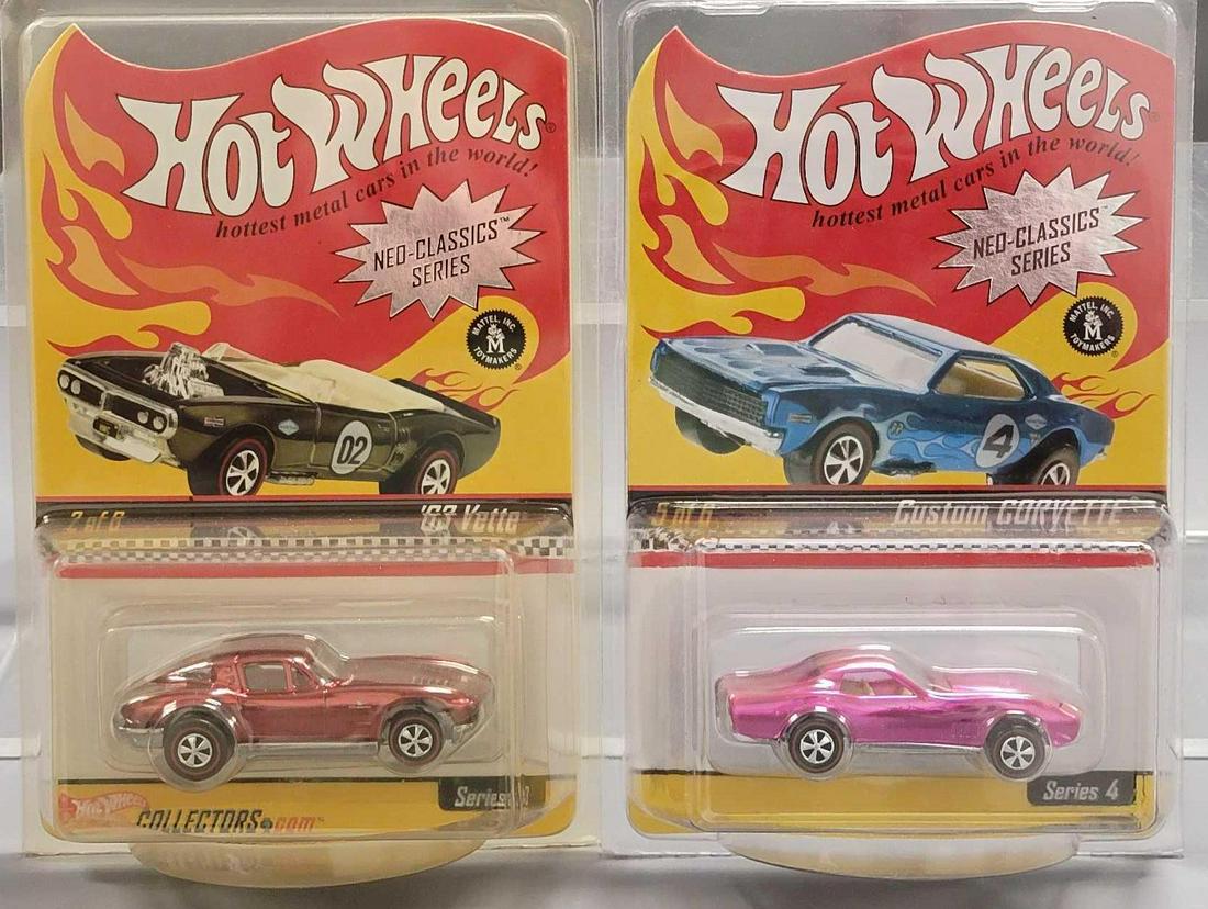 Two Hot Wheels RLC Neo-classics series Corvettes on sealed blister cards with two protectors (1 of 4)
