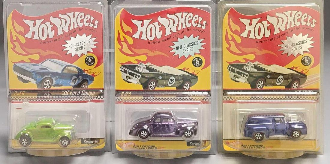 Three Hot Wheels RLC Neo-classics series Fords on blister cards with protectors (1 of 6)