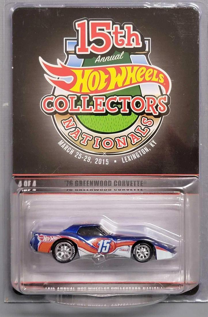 Hot Wheels 15th National Convention '76 Greenwood Corvette on sealed blister with protector: Hot Wheels 15th National Convention '76 Greenwood Corvette on sealed blister with protector, 667/1200 as seen in the photos.