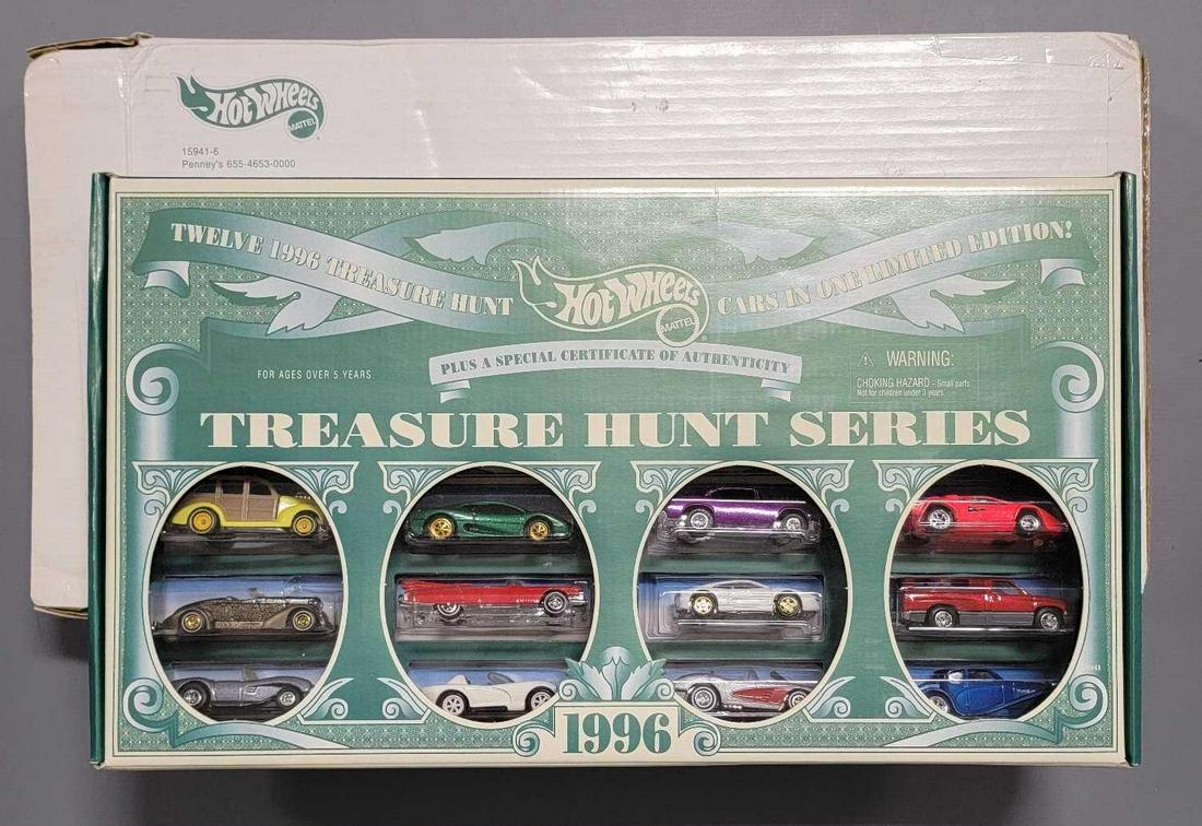 Factory sealed 1996 Mattel Hot Wheels Treasure Hunt set in original box plus shipping box (1 of 9)