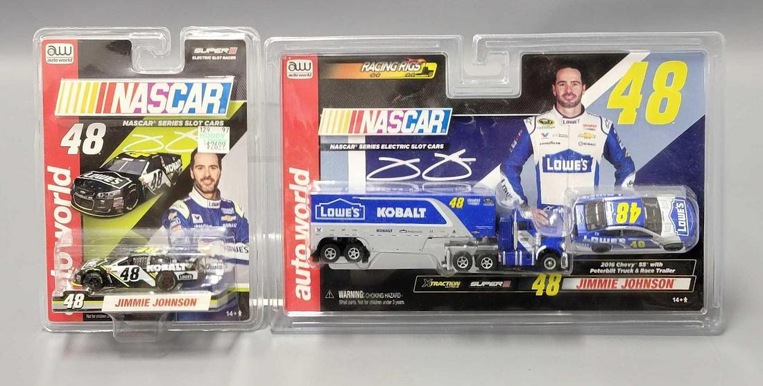 Auto World HO NASCAR Jimmie Johnson Super III slot casr and race rig mint on sealed blister cards (1 of 5)