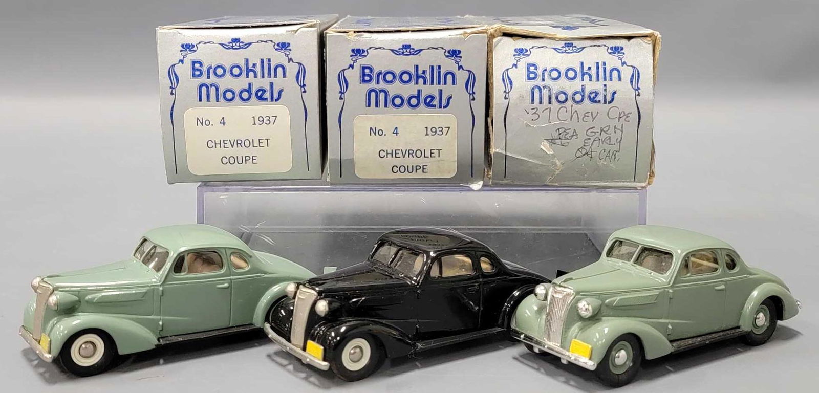 Three Brooklin 1937 Chevy coupe 1/43 scale die cast in original boxes (1 of 8)