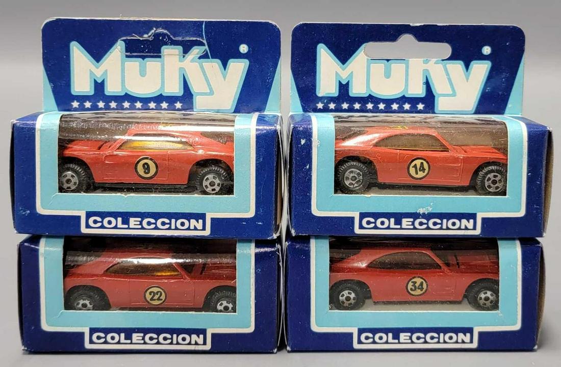 Four Muky 1/64 die cast Dodge Charger with different numbers in original boxes (1 of 9)