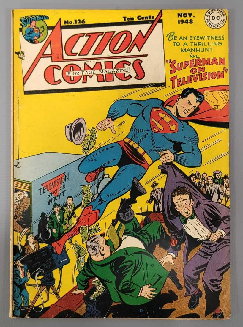 Action Comics 126 (DC) 1948: Action Comics 126 one chip on back cover, minor edge wear on front as seen in the photos.