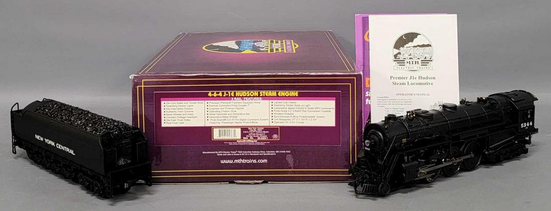MTH Premier 20-3323-1 New York Central 5344 Hudson J1e steam locomotive in original box PS-2: MTH Premier 20-3323-1 New York Central 5344 4-6-4 Hudson J1e steam locomotive in original box, equipped with proto-sound 2. Unit shows moderate run time and is C8 in a very good original box with orig