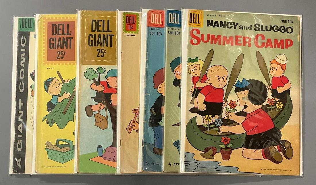 7 Nancy and Sluggo (Dell) 1034, 175, 178, 185, Summer amp 34, 45, Travel Time 1: 7 Nancy and Sluggo (Dell) 1034, 175, 178, 185, Summer amp 34, 45, Travel Time 1. 175 and 185 are mid grade, the rest are low as seen in the photos.