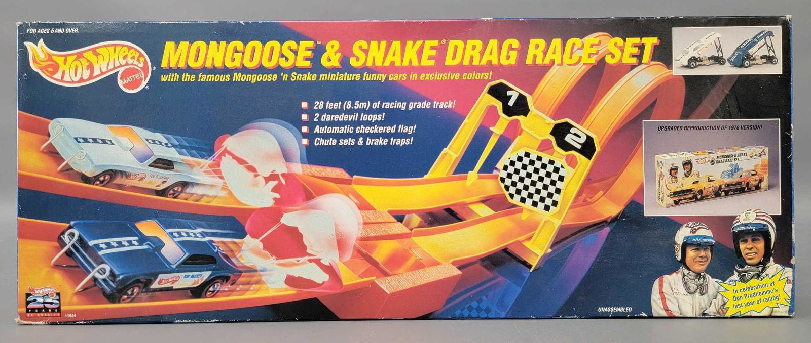 Hot Wheels Mongoose and Snake Drag Race Set near mint: Hot Wheels Mongoose and Snake Drag Race Set near mint Bos has little corner damage. Never Been Opened Still sealed