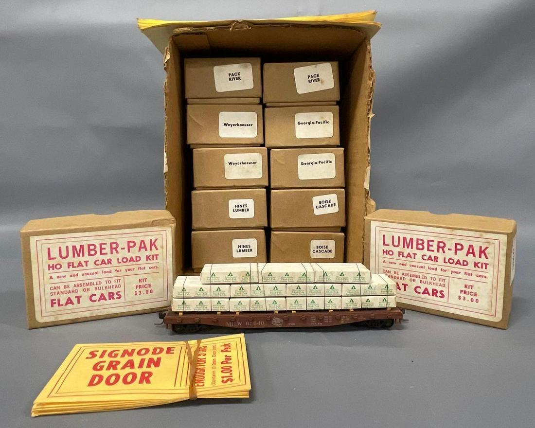 Twelve Jaeger? HO scale Lumber Pak flat car load kits in original boxes (1 of 5)