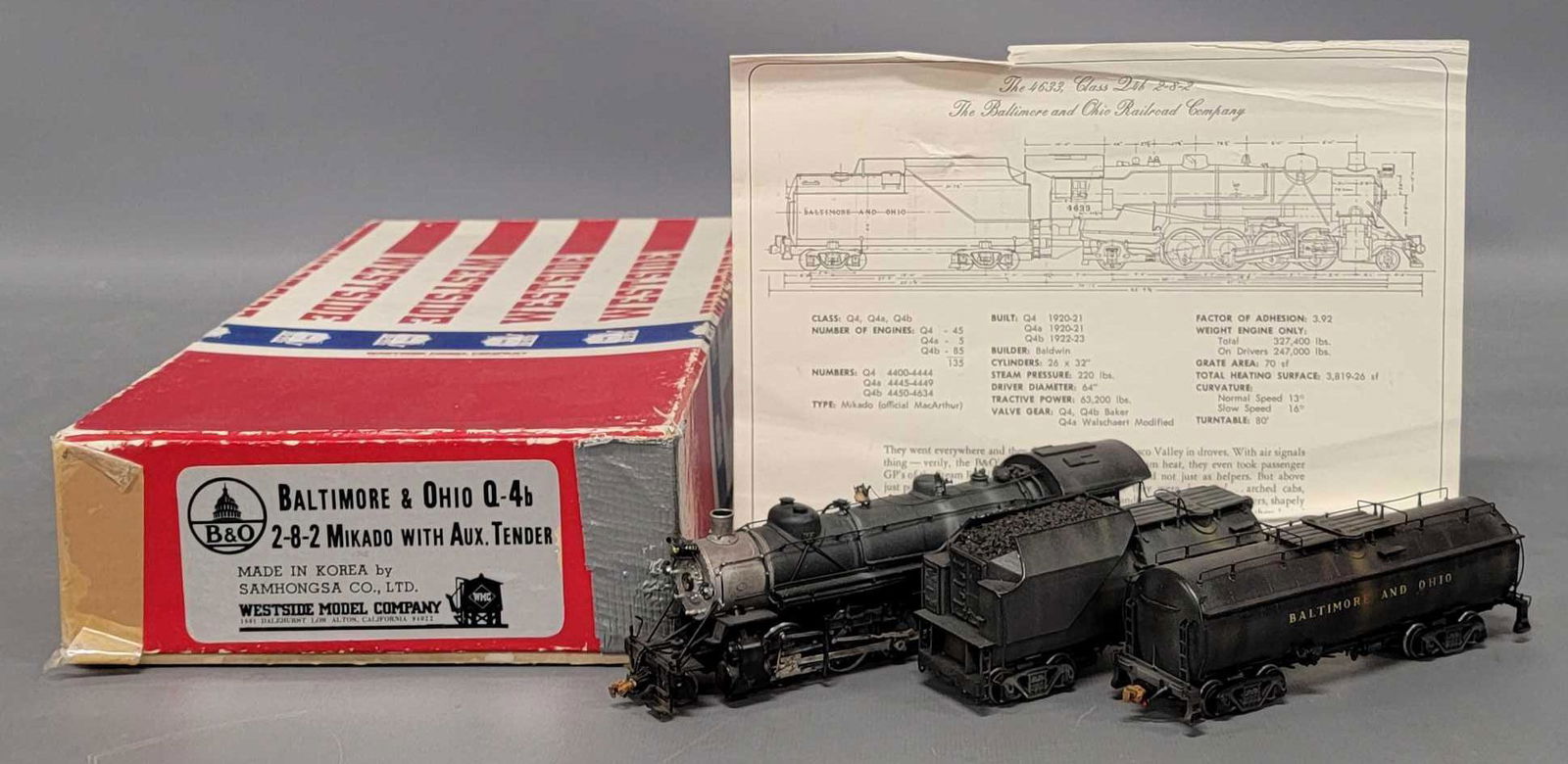 Westside Model Co HO scale Baltimore & Ohio Q-4b 2-8-2 brass steam locomotive in OB (1 of 10)