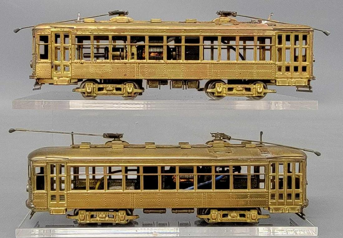 Two Ken Kidder HO brass 2-truck Birney style trolleys (1 of 6)