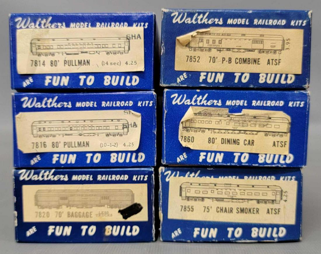 Six vintage Walthers HO scale passenger car kits in original boxes (1 of 5)