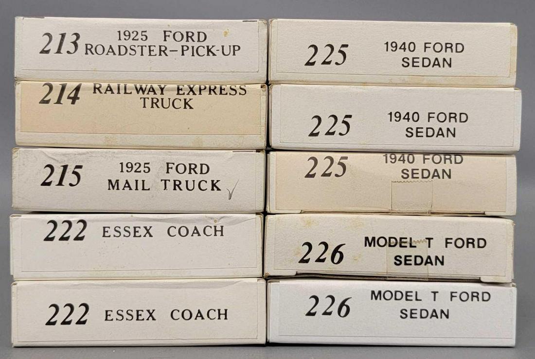 Ten Jordan Highway Miniatures 1:87 HO scale car and truck kits in original boxes (1 of 3)