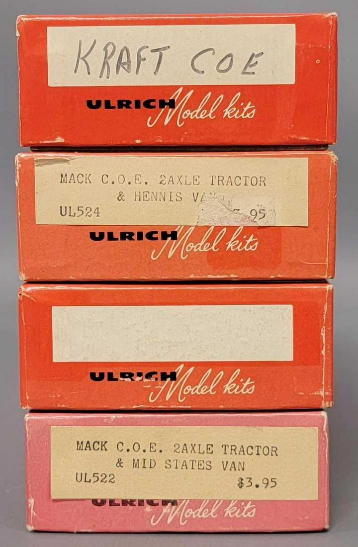 Four unbuilt Walthers Ulrich HO scale semi tractor trailer kits in original boxes (1 of 5)