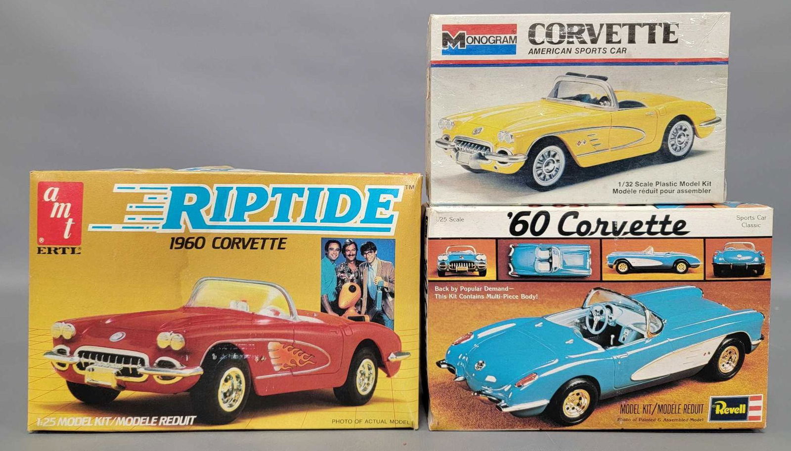 Three different unbuilt 1960 Corvette model kits (1 of 7)