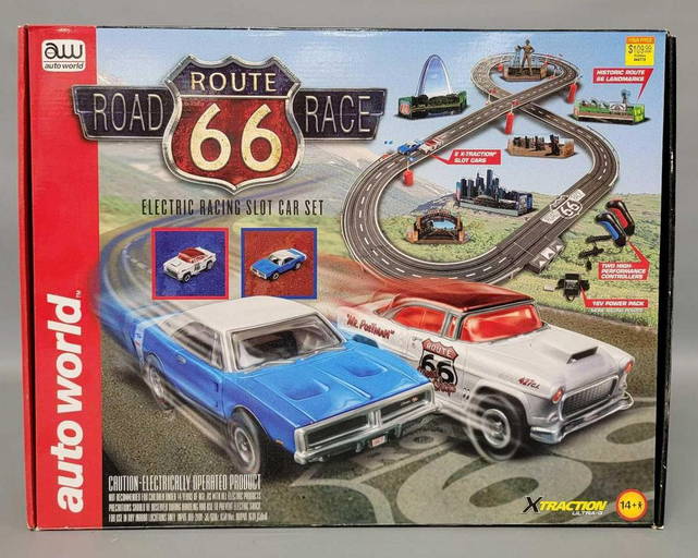 Auto World Ho Slot Car Route 66 Road Race Set. Factory Sealed.