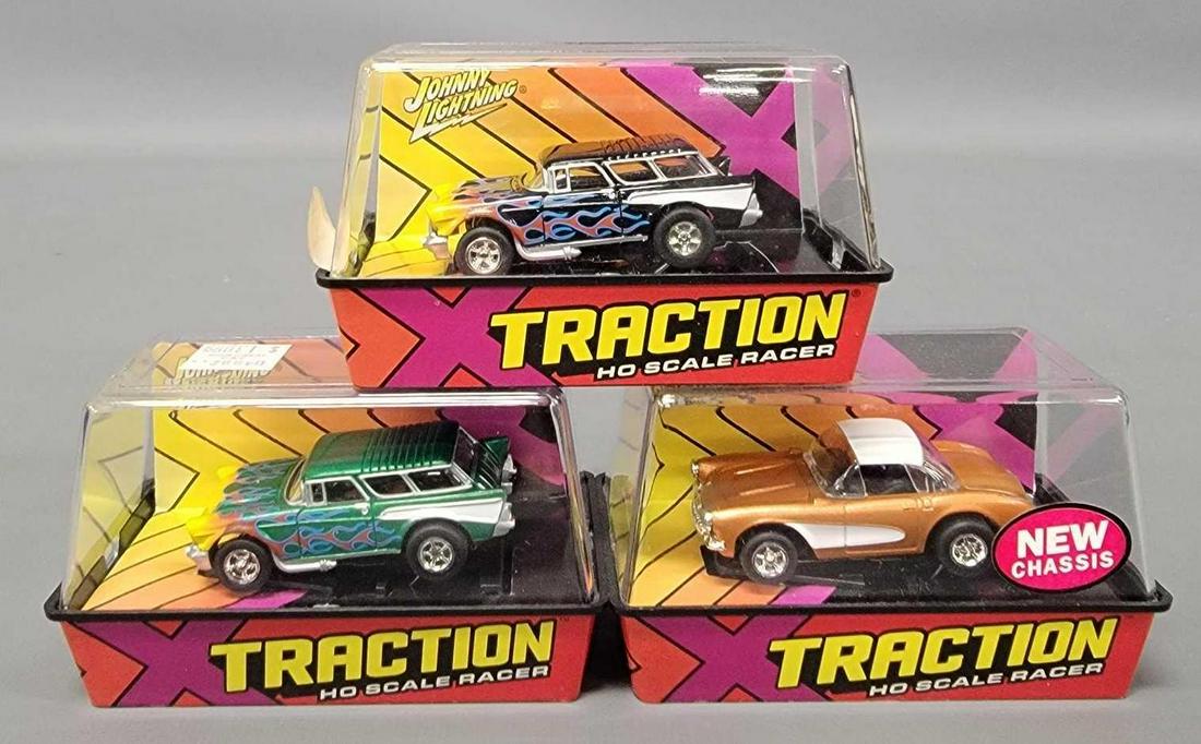 Three different Johnny Lightning X traction Nomad and Corvette HO scale slot cars in factory sealed (1 of 6)