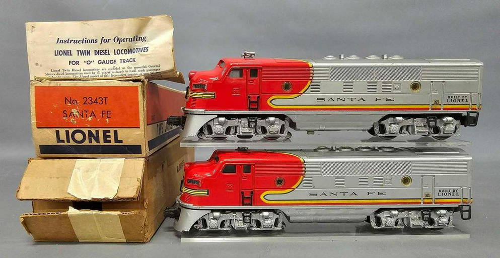 Lionel Postwar O 2343 Santa Fe F 3 Aa Diesel Set In Original