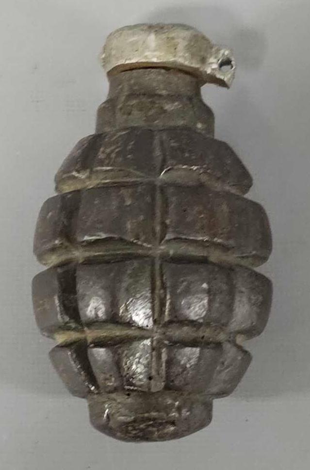 Inert WWII French F1 Billant hand grenade: WWII French F1 Billant hand grenade, clean but missing parts as seen in the photos.
