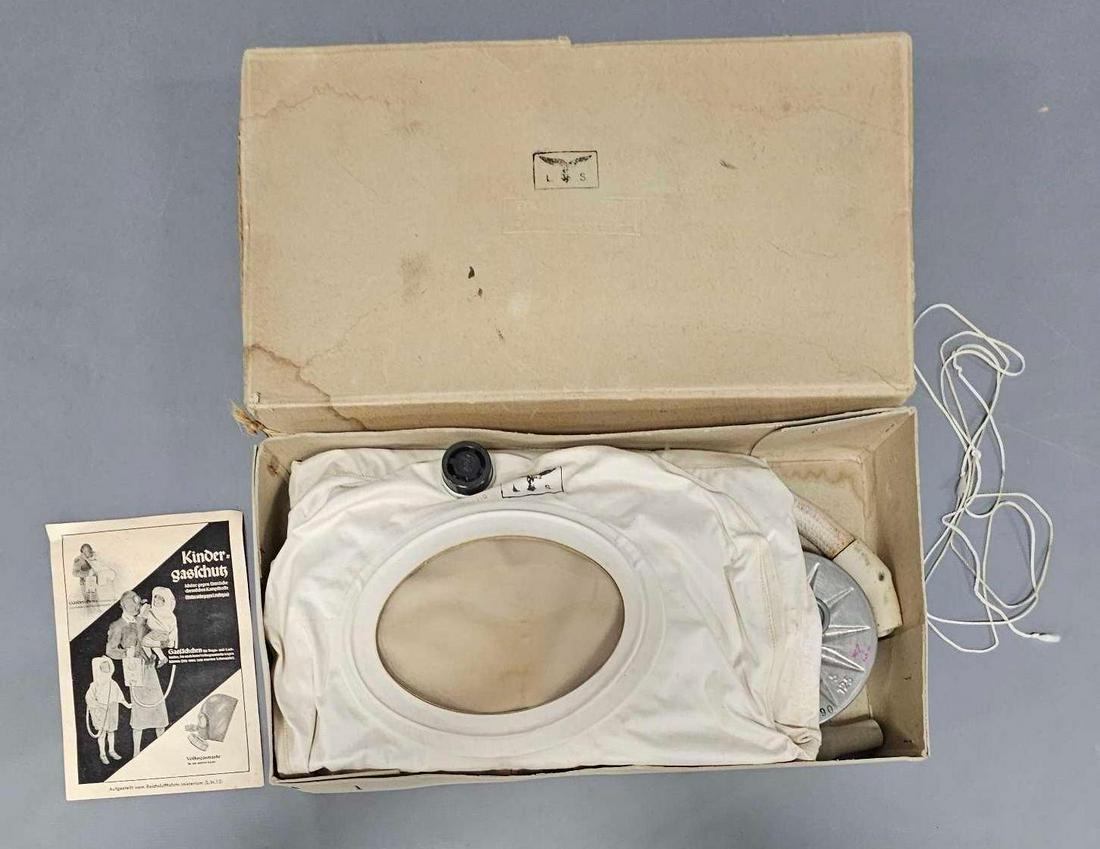 Unused Wwii Era Nazi German Childs Gas Mask In Original Box With