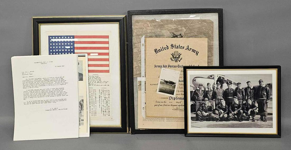 Numbered WWII CBI pilot or crew silk blood chit with other various avioator related material: Numbered WWII CBI pilot or plane crew member silk blood chit with other various avioator related material. Includes a very nice blood chit in excellent condition, numbered 215403. Also includes a colo