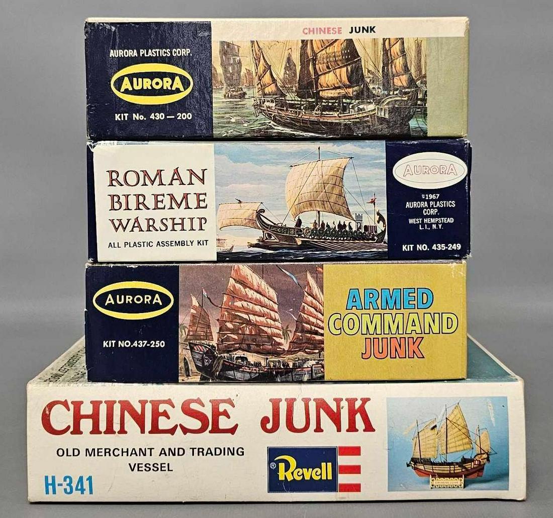 Four unbuilt Aurora and Revell ship plastic model kits in original boxes (1 of 7)