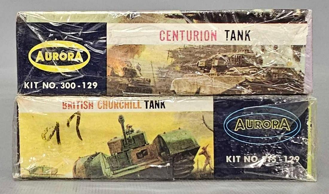 Two unbuilt Aurora British tank plastic model kits (1 of 5)