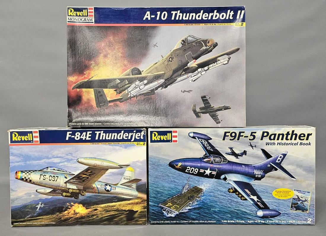 Three unbuilt 1/48 scale Revell military jet model kits (1 of 6)