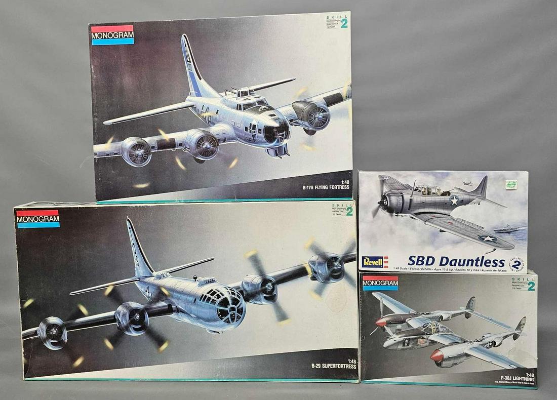 Four unbuilt 1/48 scale mixed manufacturer  of WWII era prop planes (1 of 7)