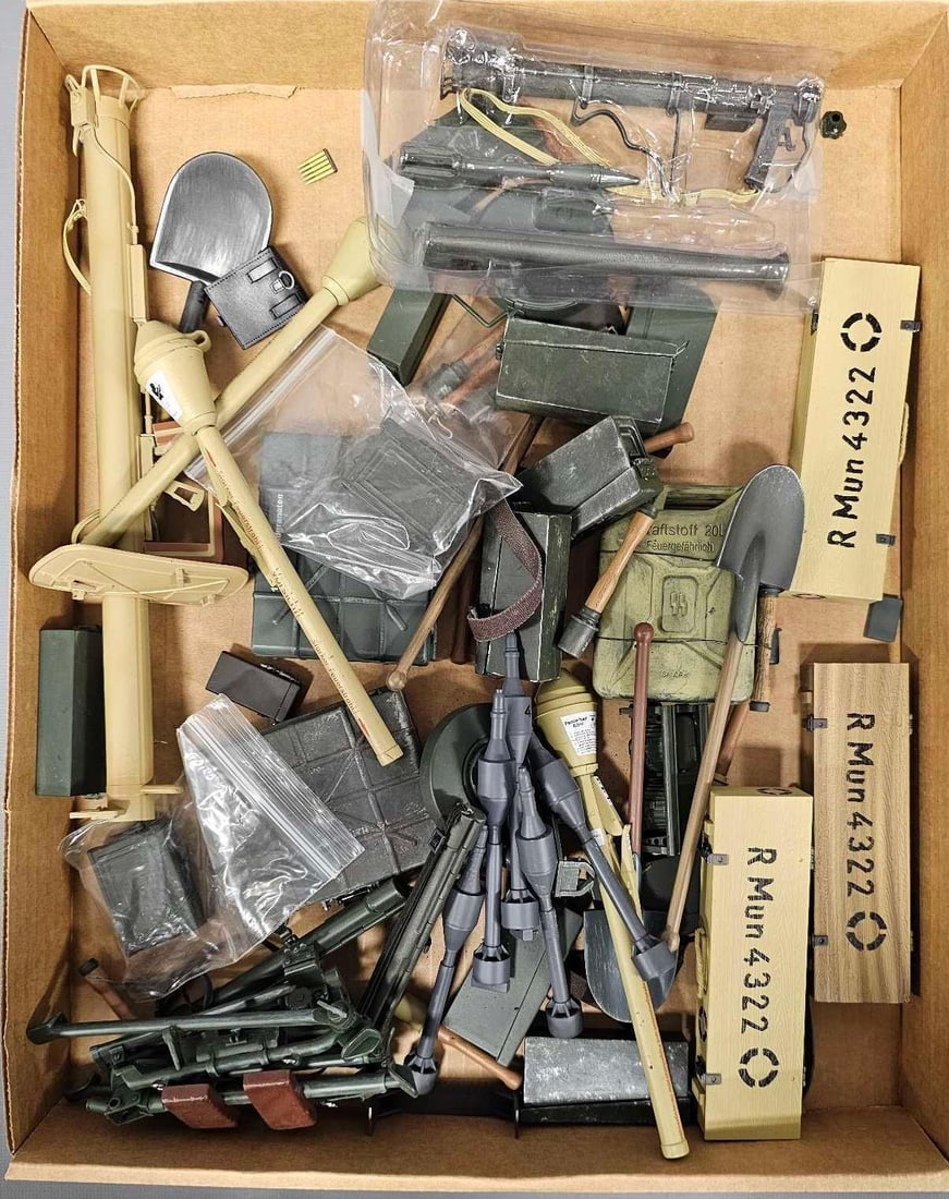 Group of Dragon etc 1/6 German action figure ammo boxes grenades and other weapons (1 of 6)