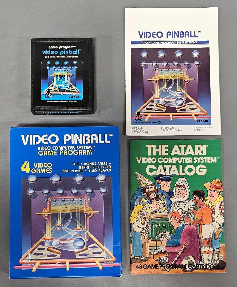 Atari 2600 Video Pinball game cartridge with original box and instruction sheet (1 of 7)