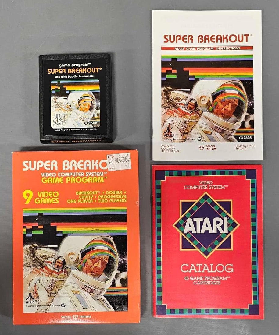 Atari 2600 Super Breakout game cartridge with original box and instruction sheet (1 of 7)