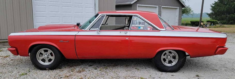 1965 Dodge Coronet drag car with 426 Max Wedge: 1966 Dodge Coronet drag car with 426 Max Wedge, shows 1965 miles on the odometer but that is likely incorrect, sold as being beyond its mechanical limits as per title. A super looking car that has