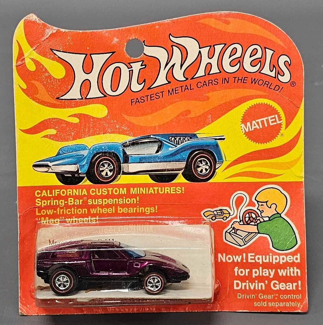 Redline Hot Wheels magenta Mercedes C-111 on sealed blister card (1 of 7)