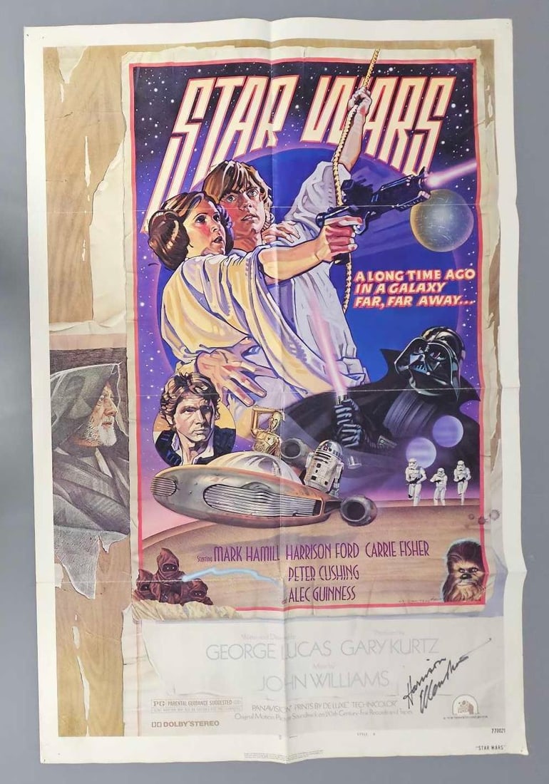 Harrison Ellenshaw autographed Original 1977 Star Wars one sheet Movie Poster Style D 770021 (1 of 6)