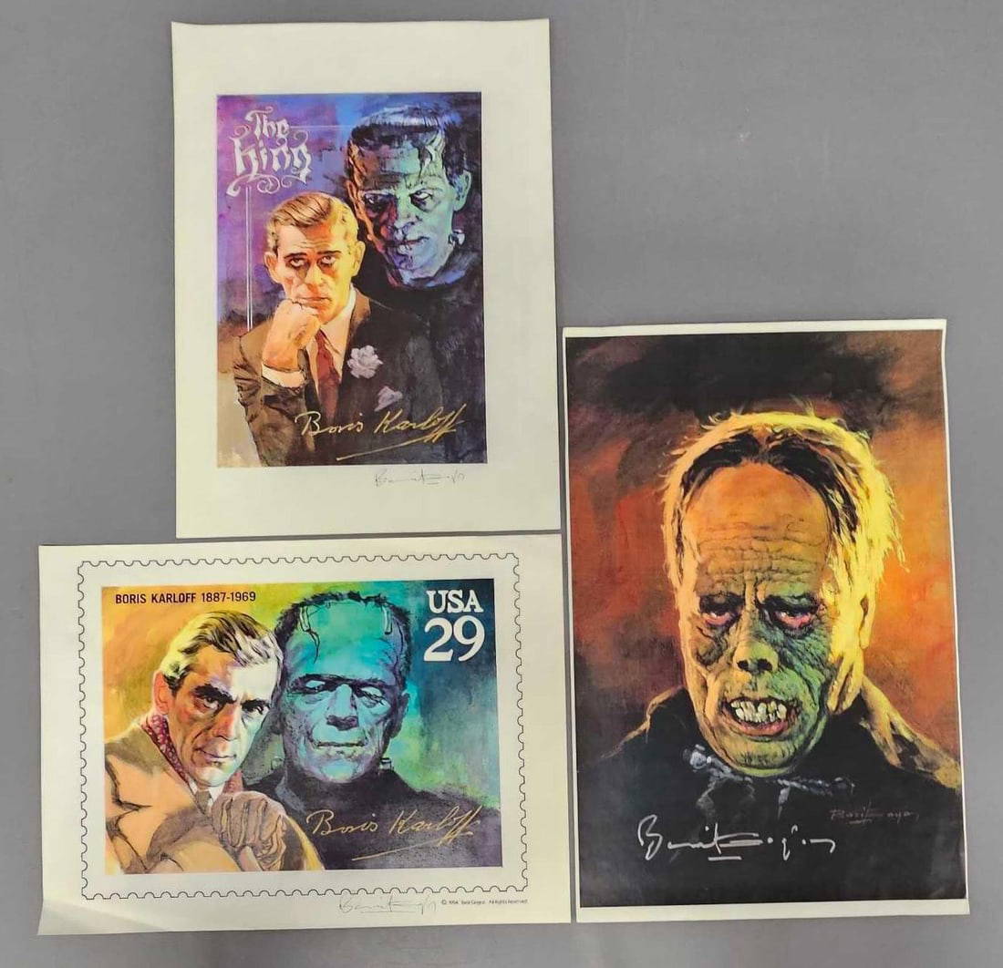 Three Basil Gogos Signed Boris Karloff Color Prints Auction