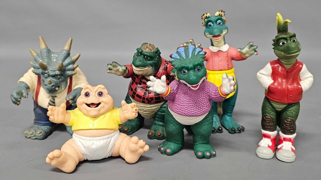 Six 1990s Hasbro Disney Dinosaurs TV Show vinyl figures (1 of 7)