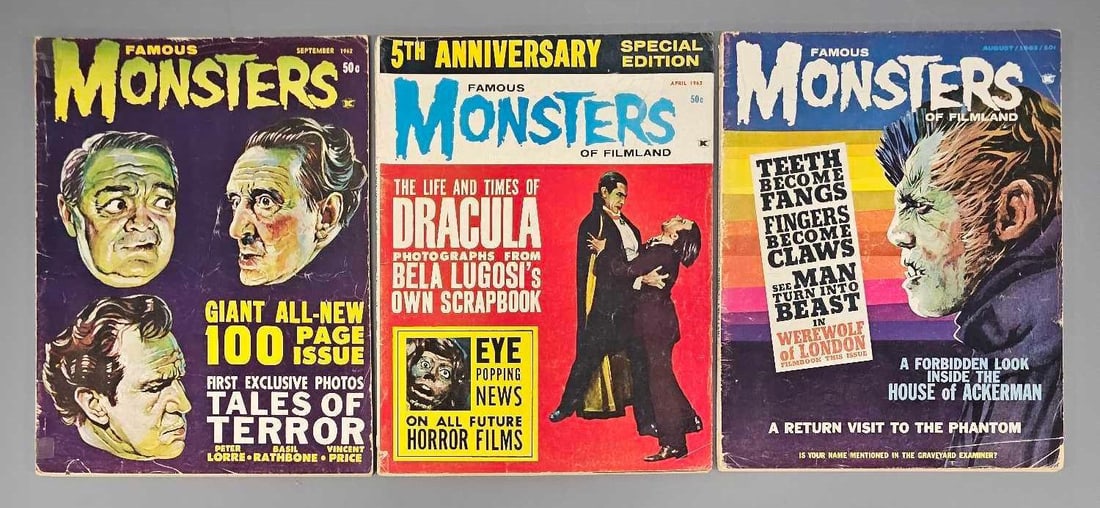 Three Famous Monsters of Filmland  Magazines 19 22 24 (1 of 5)