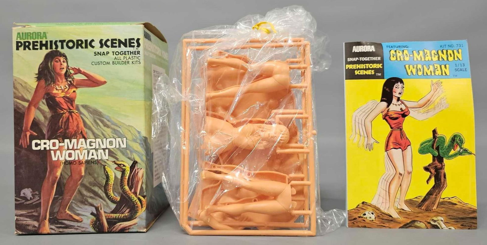 Unbuilt Aurora Prehistoric Scenes Cro-Magnon Woman model kit in original box (1 of 10)
