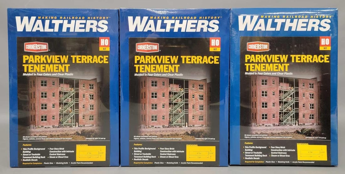 Three factory sealed Walthers Cornerstone Parkview Terrace Tenament building kits (1 of 5)