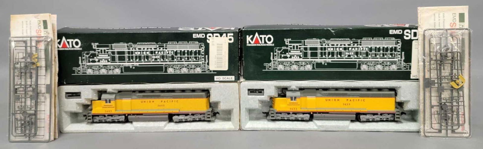 Two Kato HO scale Union Pacific EMD SD45 diesel locomotives in original boxes (1 of 6)