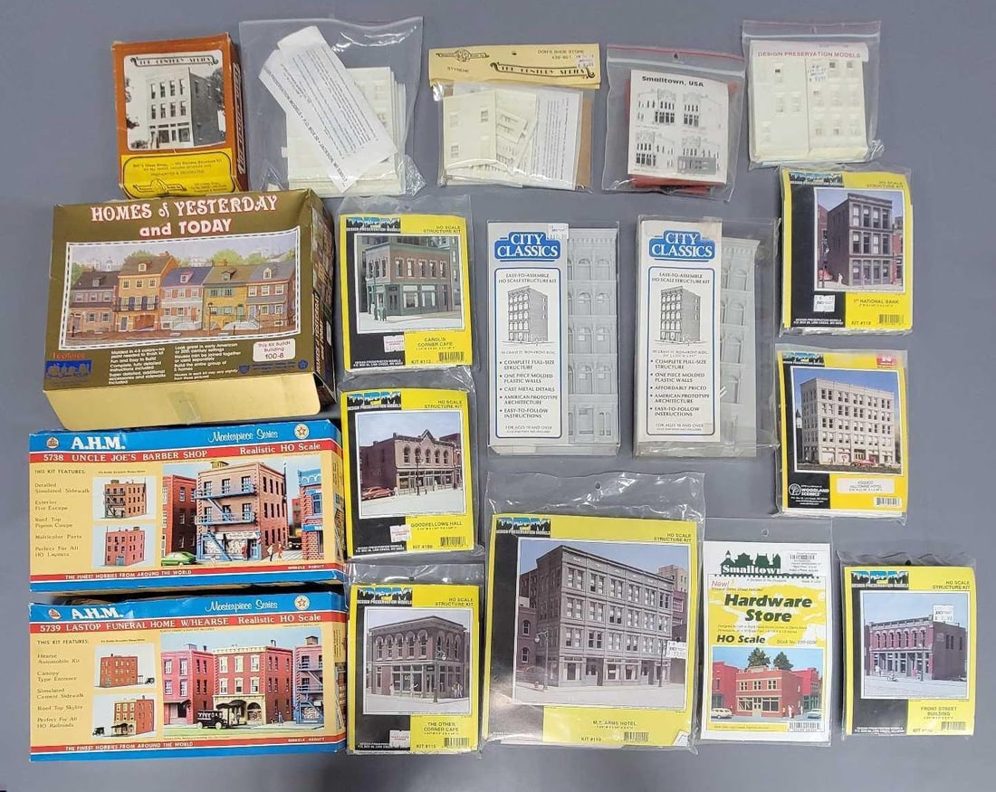 Huge group of plastic and resin HO scale building kits (1 of 9)