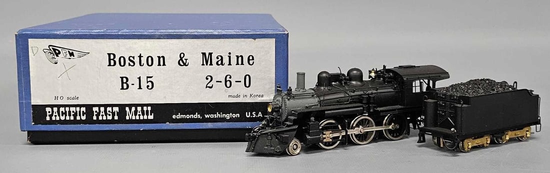 PFM HO scale brass Boston & Maine B-15 2-6-0 steam locomotive in original box (1 of 10)