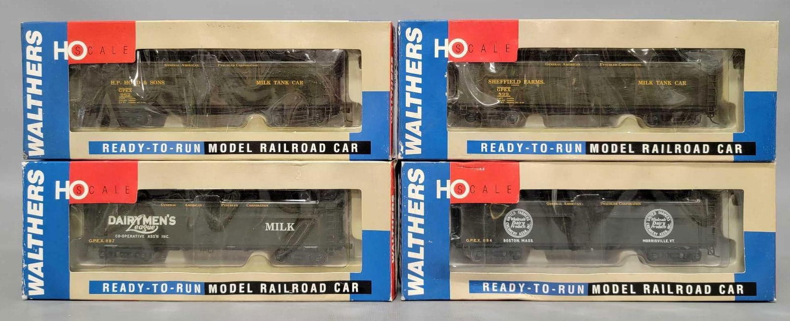 Four Walthers HO scale General American Pfaudler milk tank cars in original boxes (1 of 4)