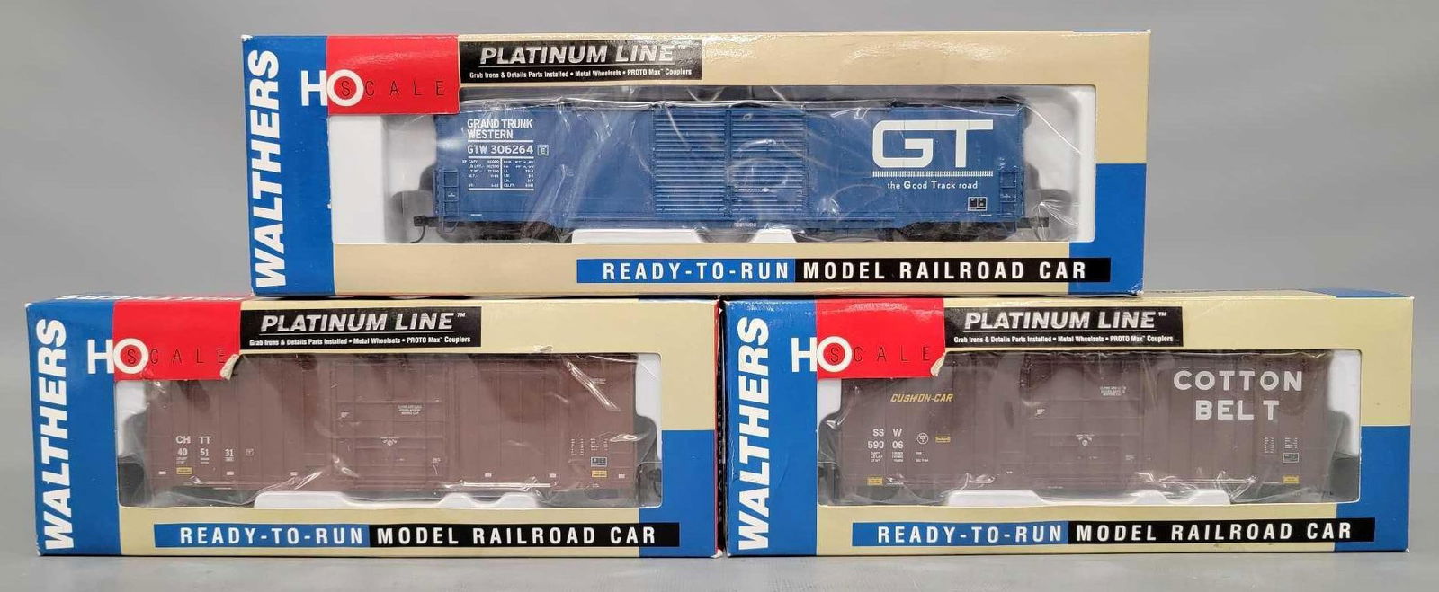 Three Walthers HO scale box cars in original boxes (1 of 5)